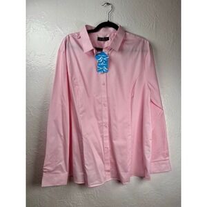NWT Mens Pink Long Sleeve Button Down Dress Shirt Size‎ 2XL Pastel Office Preppy